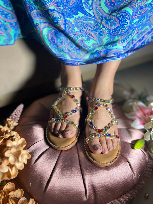 Noor Multi-Jewel Luxe Flats with Back Elastic