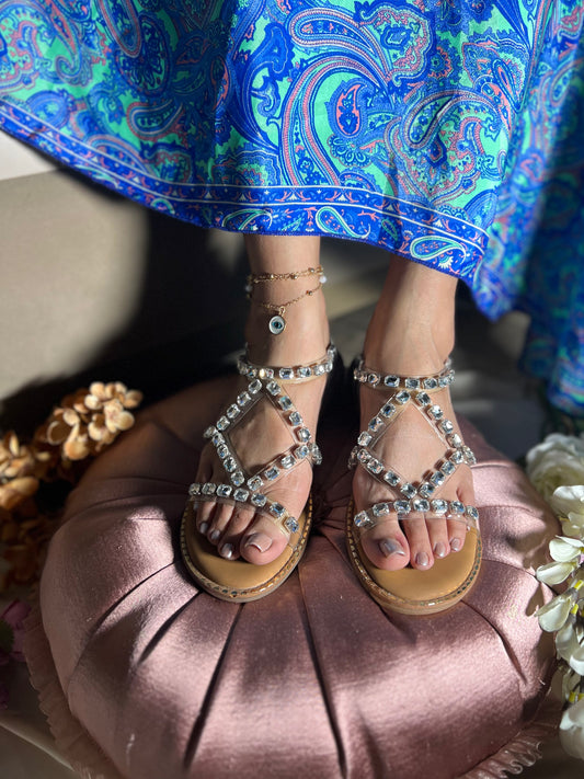 Noor Crystal Shine Luxe Flats with Back Elastic