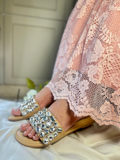 Crystal Luxe Slide Flats Sandal Stories