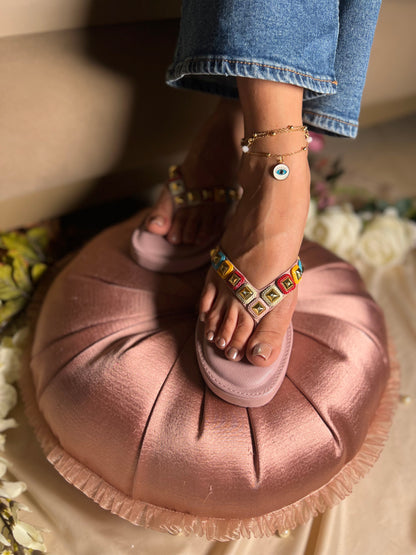 Rangbahaar Studded Flip-Flops
