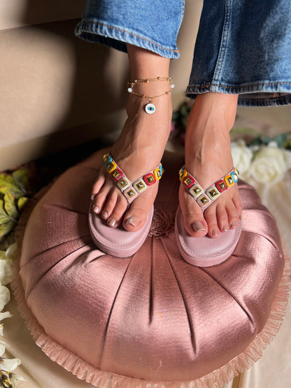 Rangbahaar Studded Flip-Flops