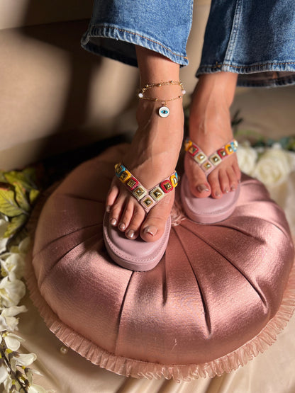 Rangbahaar Studded Flip-Flops