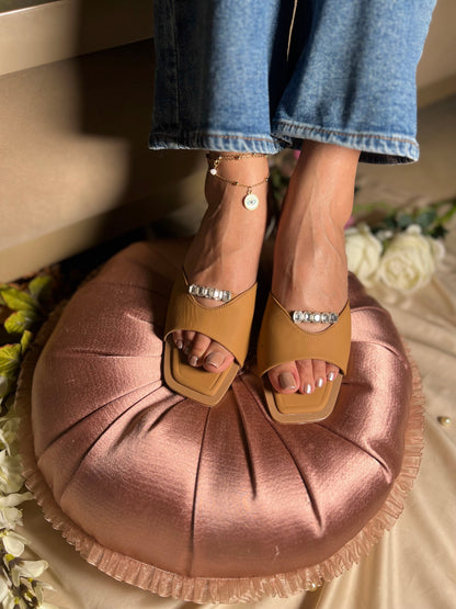 Caramel Crystal Curve Flats