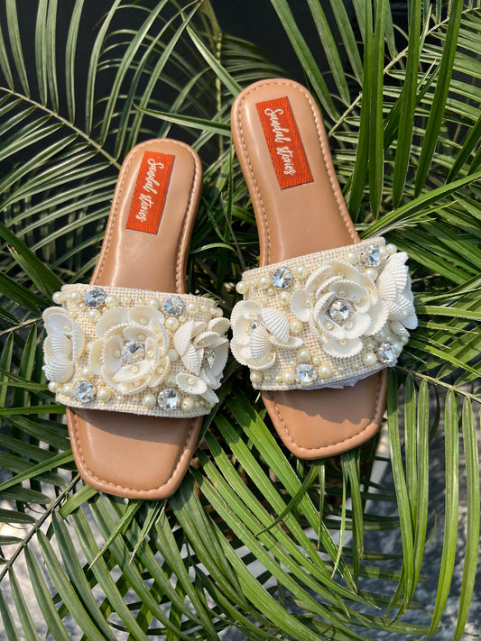 Ivory Bloom Embellished Slides