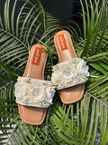 Ivory Bloom Embellished Slides