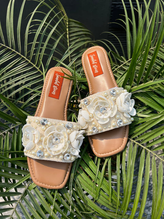 Ivory Bloom Embellished Slides