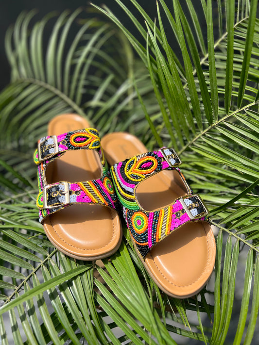Tribal Bloom Comfort Slides