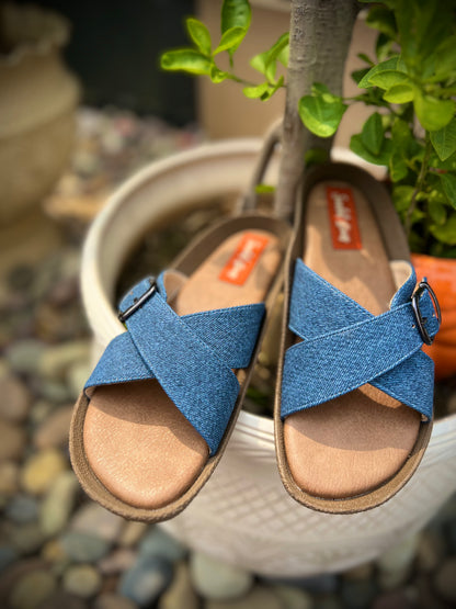 Blue Breeze – Denim Cross Sliders