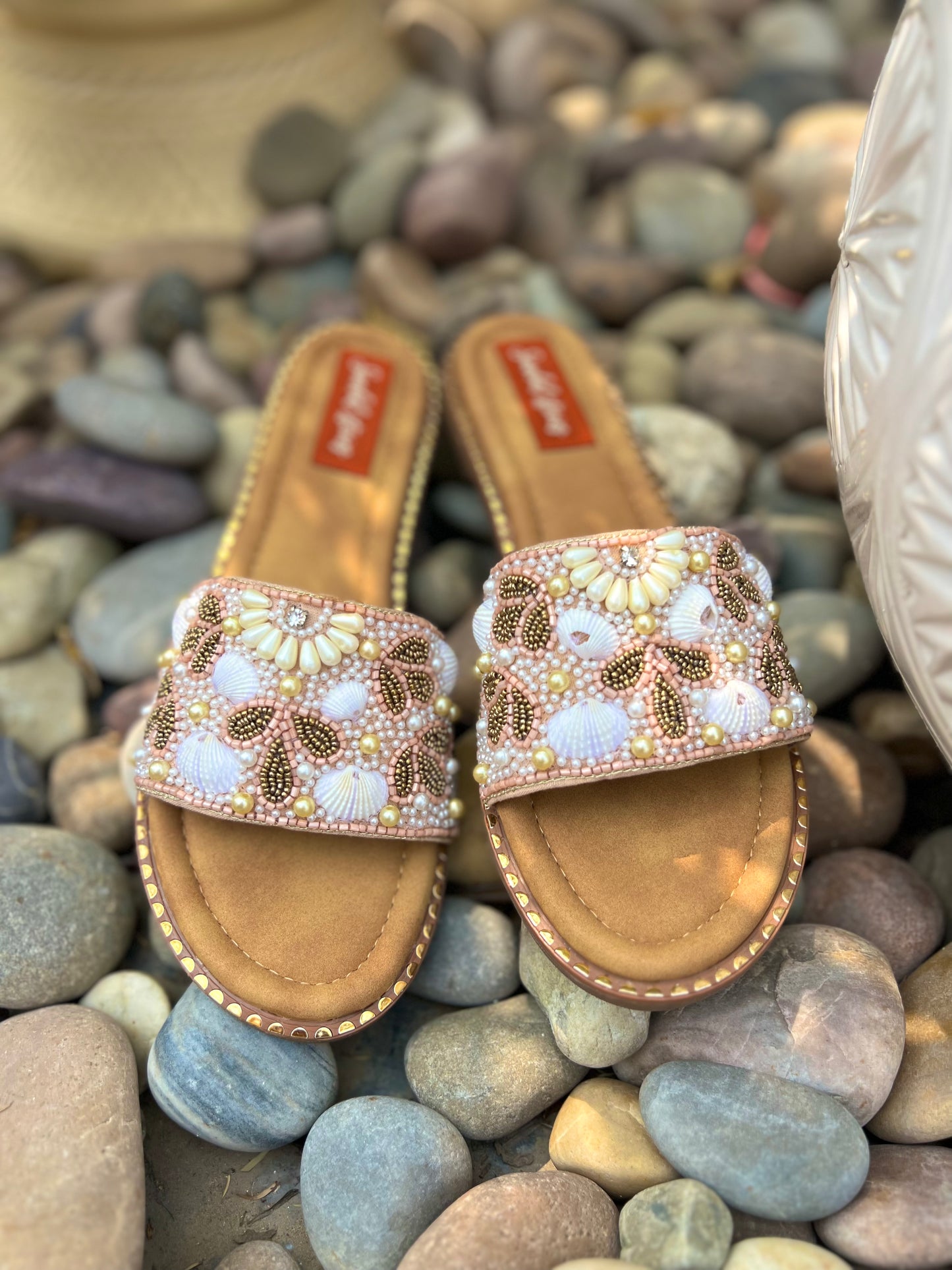 Seashell Serenade – Embellished Sliders Sandal Stories