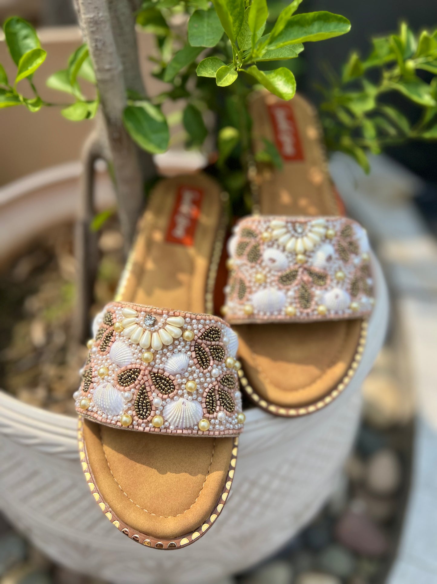 Seashell Serenade – Embellished Sliders Sandal Stories