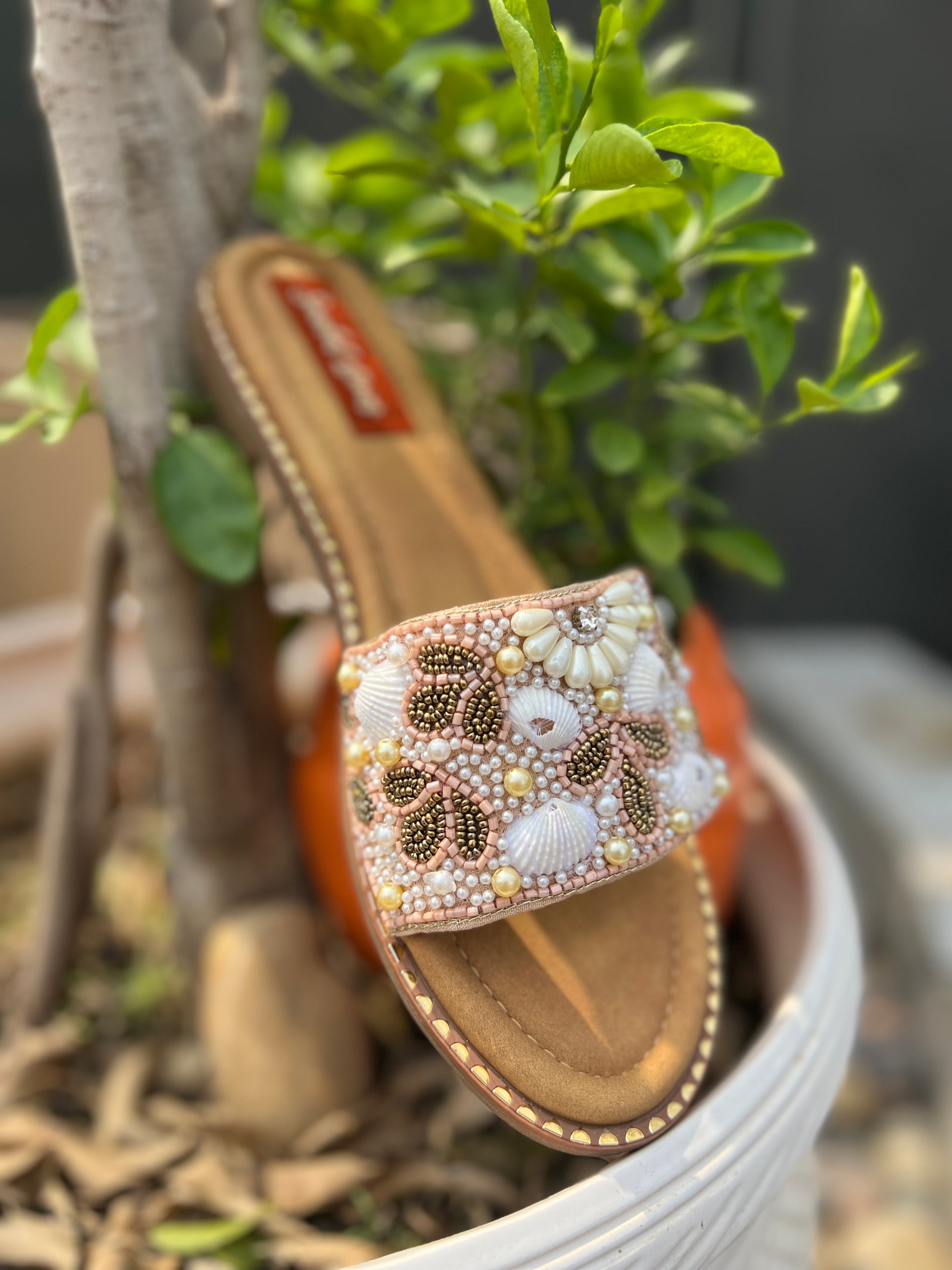 Seashell Serenade – Embellished Sliders Sandal Stories