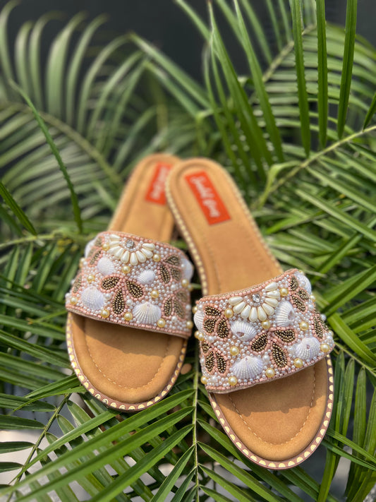 Seashell Serenade – Embellished Sliders Sandal Stories