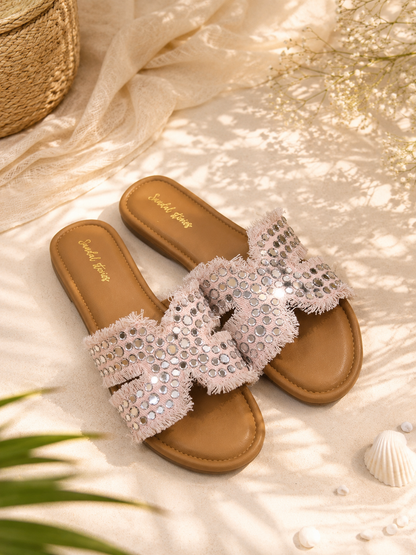 Denim Daze Slides – Pink