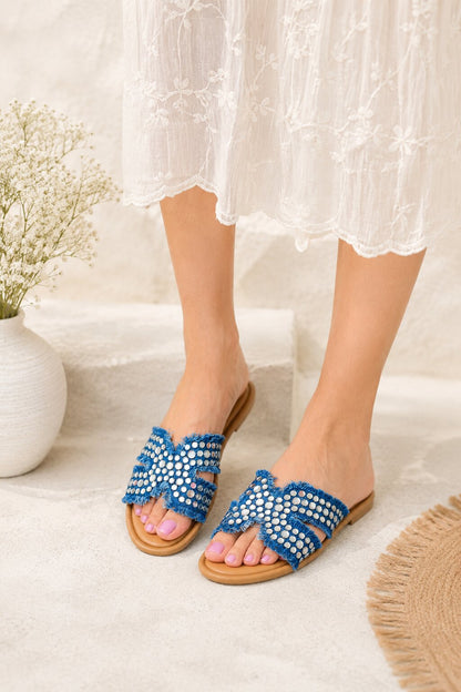 Denim Daze Slides – Blue