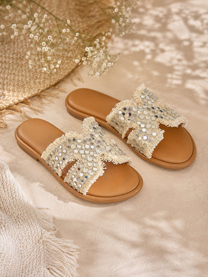 Denim Daze Slides – Yellow