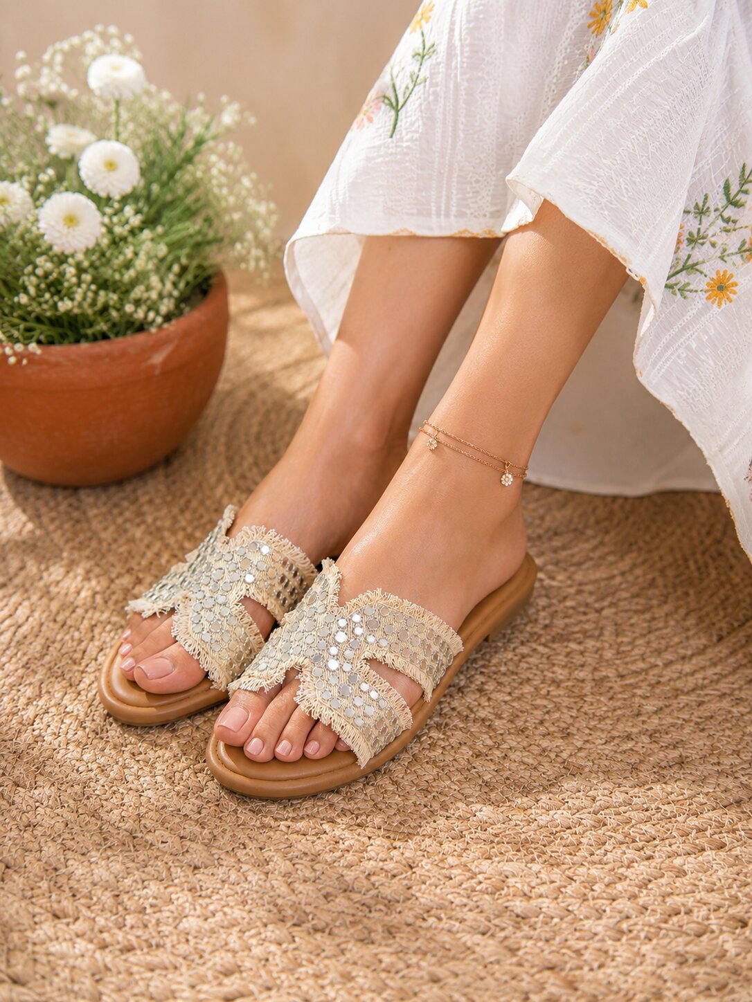Denim Daze Slides – Yellow