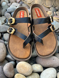 Elegant Stride Buckle Sandals - Black Sandal Stories