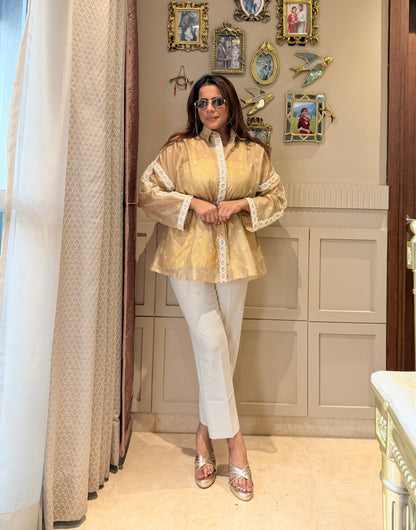 Zari Gold Criss-Cross Wedges