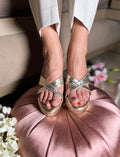 Zari Gold Criss-Cross Wedges | 3 Inches
