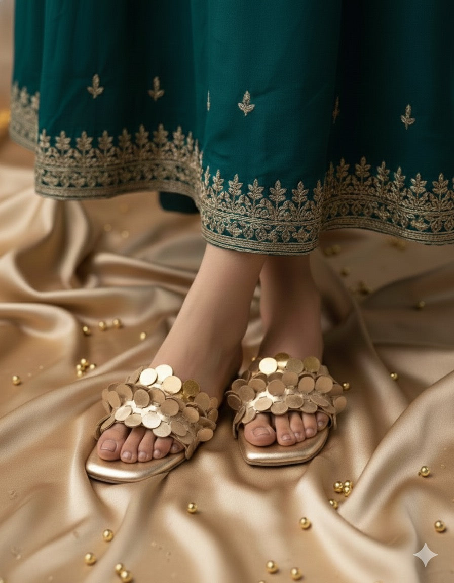 Classy Champagne Gold Flats