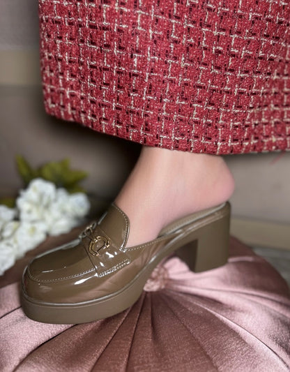 Olive Block-Heel Mules