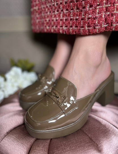 Olive Block-Heel Mules