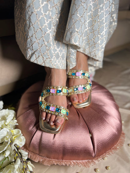 Noor Multi Embellished Luxe Block Heels