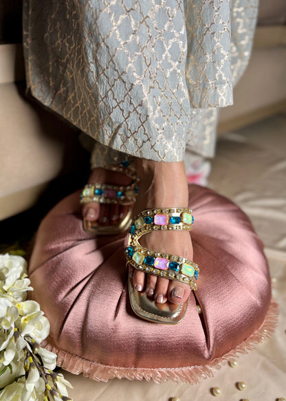 Noor Multi Embellished Luxe Block Heels