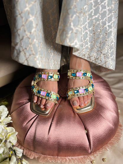 Noor Multi Embellished Luxe Block Heels