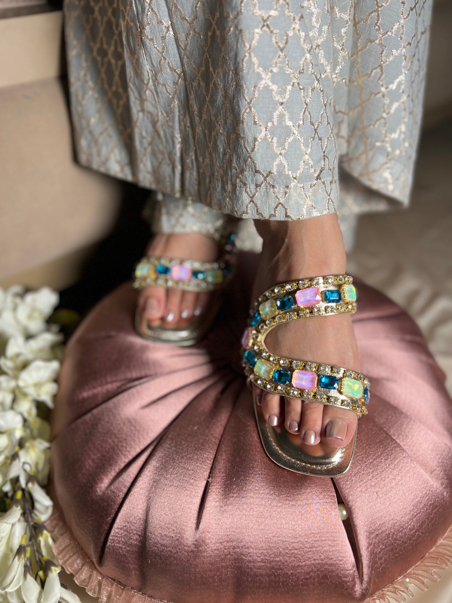 Noor Multi Embellished Luxe Flats