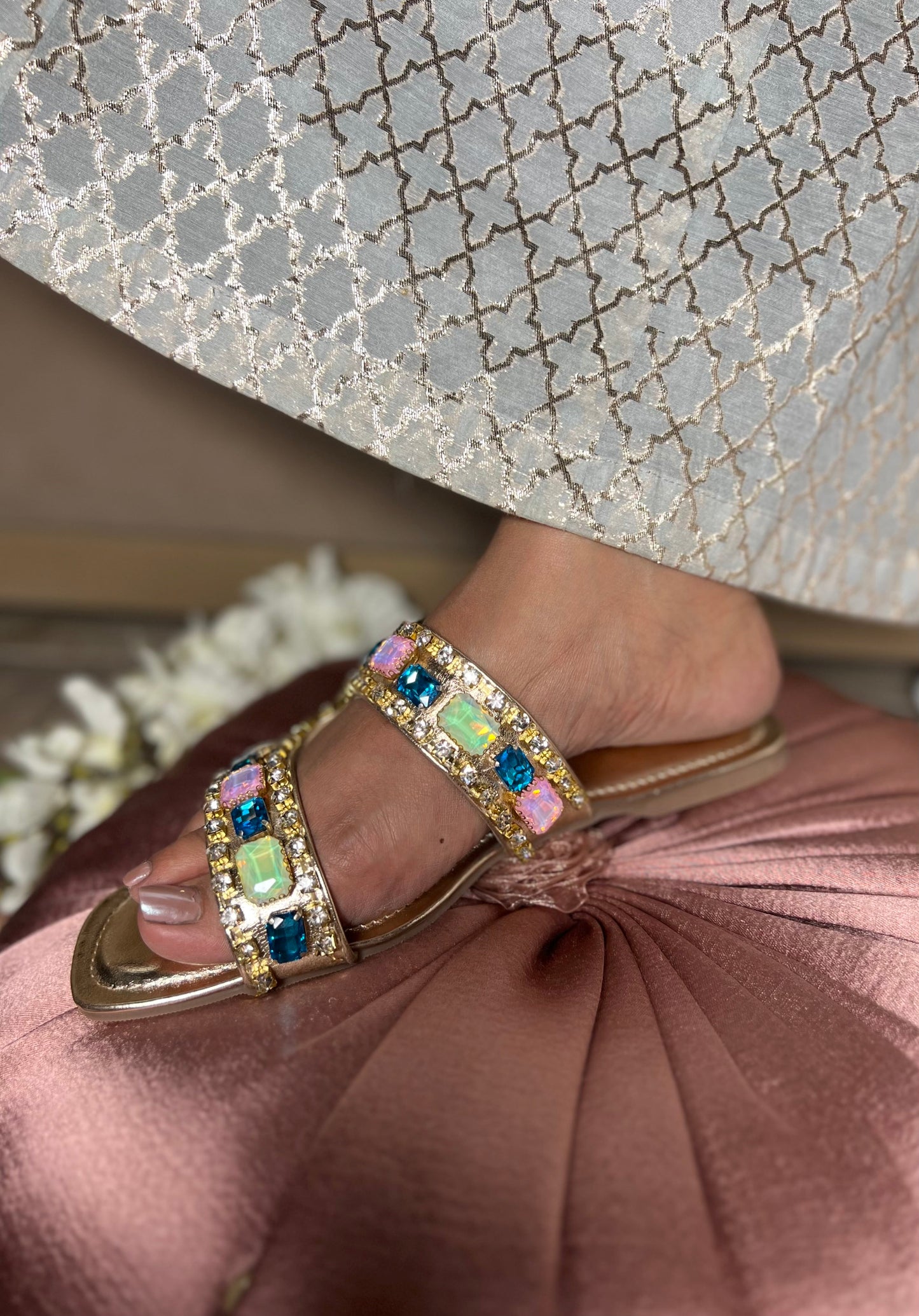 Noor Multi Embellished Luxe Flats