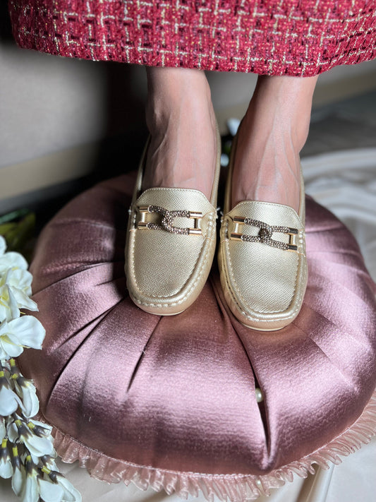 Champagne Luxe Comfort Loafers (1.5 Inch Hidden Wedge)