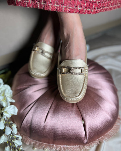 Champagne Luxe Comfort Loafers (1.5 Inch Hidden Wedge)