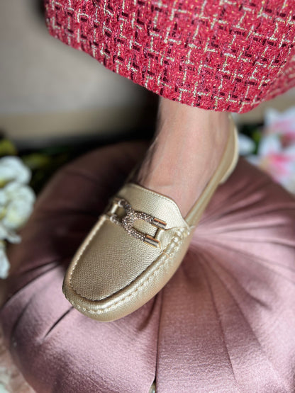 Champagne Luxe Comfort Loafers (1.5 Inch Hidden Wedge)