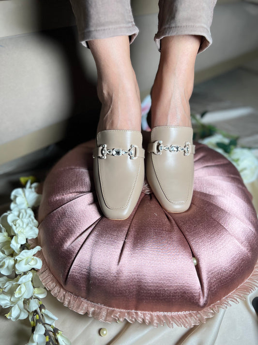 Nude Elegant Mule Heels