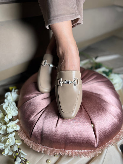 Nude Elegant Mule Heels