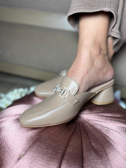 Nude Elegant Mule Heels