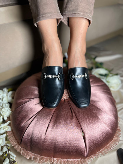 Black Elegant Mule Heels