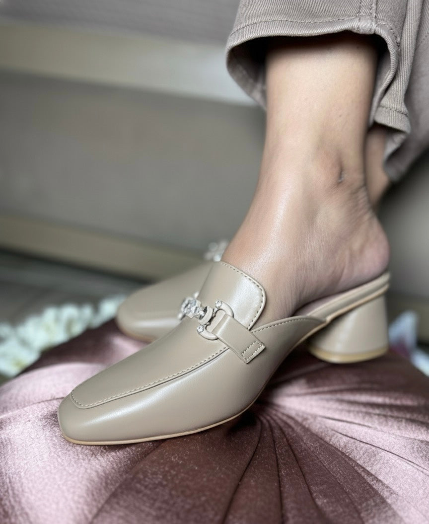 Nude Elegant Mule Heels
