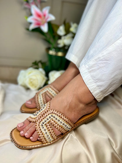 Boho Chic Handwoven Beaded Flat Sandals