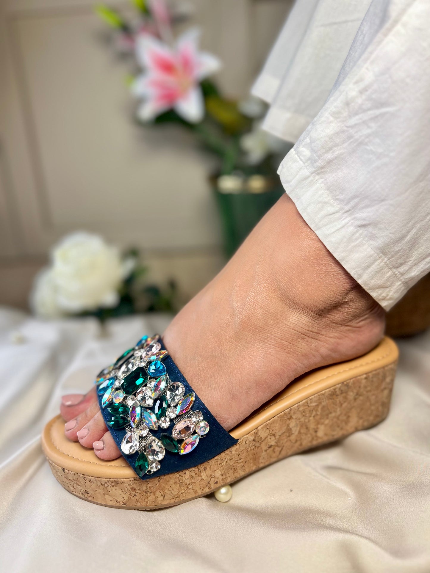 Elegant Crystal Embellished Wedge