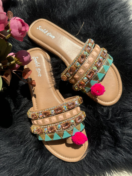Pom-Pom Luxe Embellished Flats