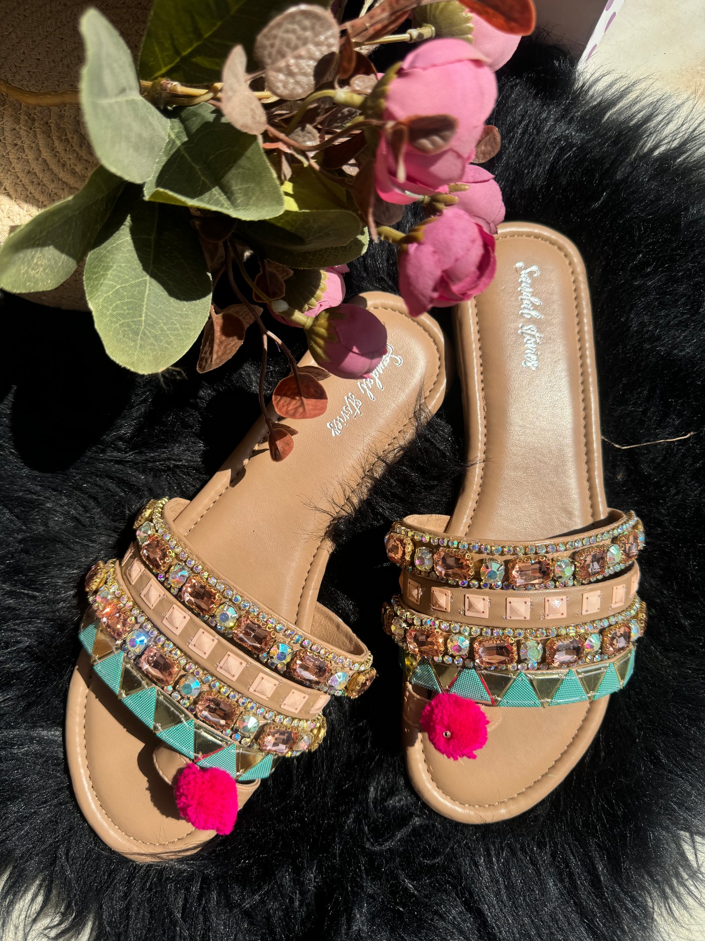 Pom-Pom Luxe Embellished Flats