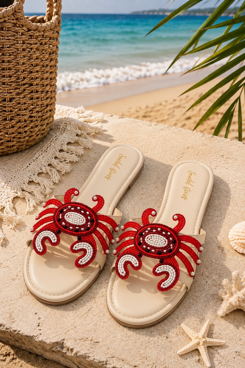 Coral Beaded Crab Flat