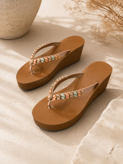 Blush Bloom Wedge Sandals