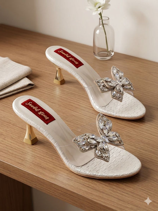 Celeste Butterfly Heels – Ivory Crystal Edition