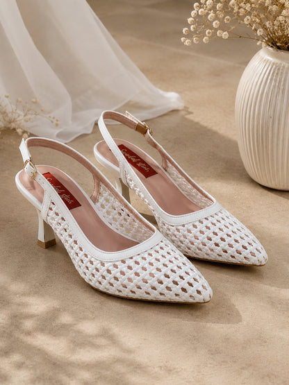 Ivory Grace Woven Slingback Heels