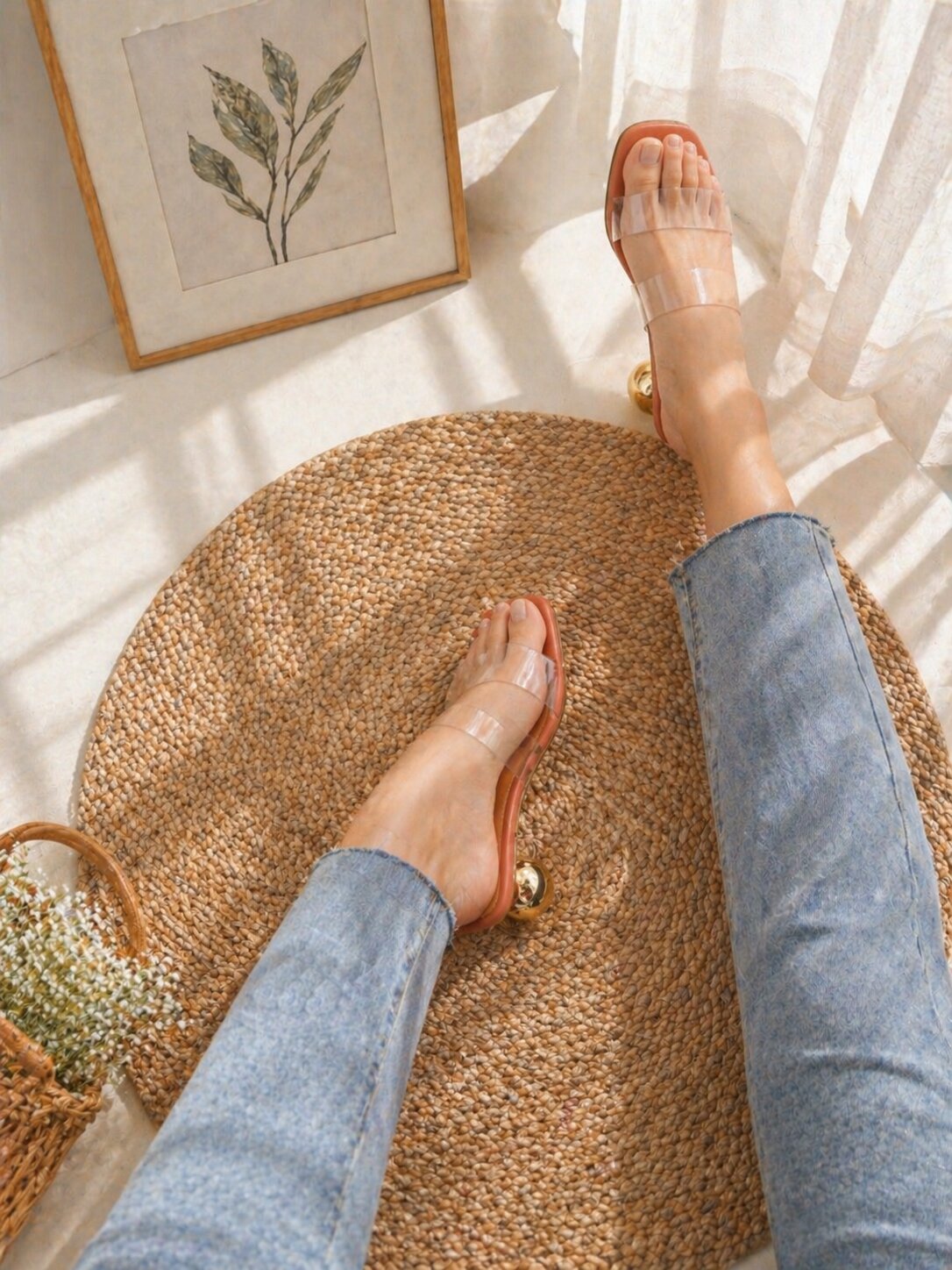 Golden Glow Transparent Strap Block Heels | 1.5 Inches