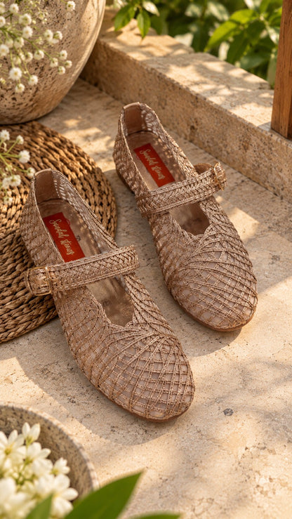 Rose Gold Muse Woven Mules