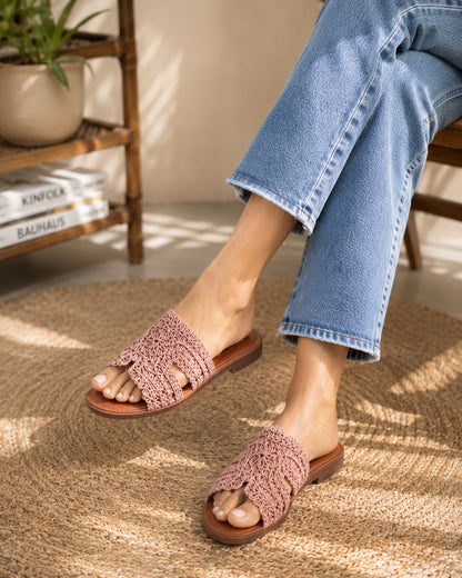 Pink Crochet Ease Comfort Flats